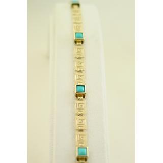 Gold 14k bracelet Greek key with semi precious stones ΒΡ 000498  Weight:4.9gr