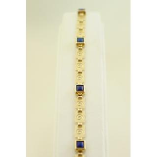 Gold 14k bracelet Greek key with semi precious stones ΒΡ 000499  Weight:6gr