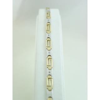 Gold 14k bracelet Greek key with Zircon ΒΡ 000501  Weight:11.4gr