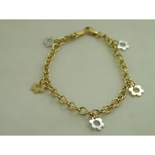 Gold 14k bracelet Flowers ΒΡ 000578  Weight:4.04gr