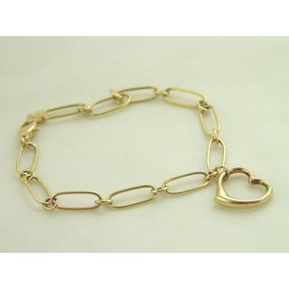 Gold 14k bracelet Heart ΒΡ 000587  Weight:2.88gr