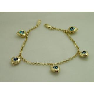 Gold 14k bracelet Heart ΒΡ 000588  Weight:5.2gr