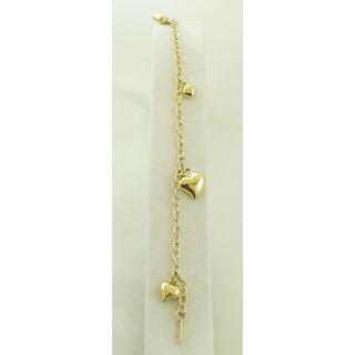 Gold 14k bracelet Heart ΒΡ 000590  Weight:3.17gr
