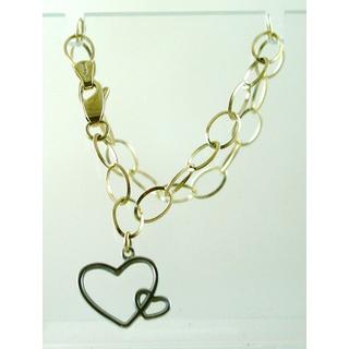 Gold 14k bracelet Heart ΒΡ 000652  Weight:4.02gr