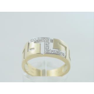 Gold 14k ring Greek key with Zircon ΔΑ 000102  Weight:4.69gr