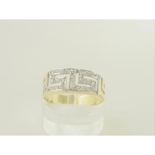 Gold 14k ring Greek key with Zircon ΔΑ 000103  Weight:3.2gr