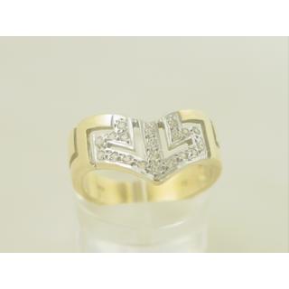 Gold 14k ring Greek key with Zircon ΔΑ 000105  Weight:5.11gr