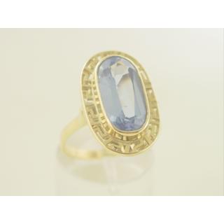 Gold 14k ring Greek key with semi precious stones ΔΑ 000144  Weight:6.17gr