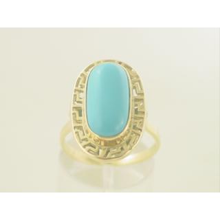 Gold 14k ring Greek key with semi precious stones ΔΑ 000147  Weight:6gr