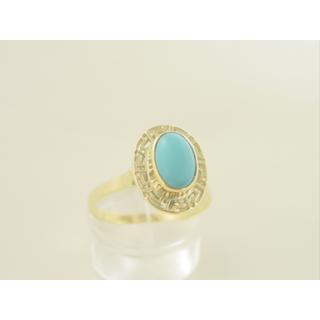 Gold 14k ring Greek key with semi precious stones ΔΑ 000149  Weight:3.58gr