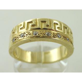 Gold 14k ring Greek key with Zircon ΔΑ 000179  Weight:5.94gr