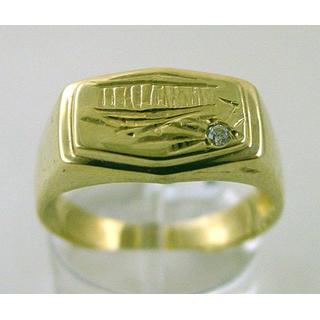 Gold 14k ring Greek key with Zircon ΔΑ 000244  Weight:4.03gr