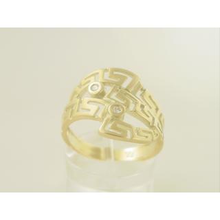 Gold 14k ring Greek key with Zircon ΔΑ 000518  Weight:3.76gr
