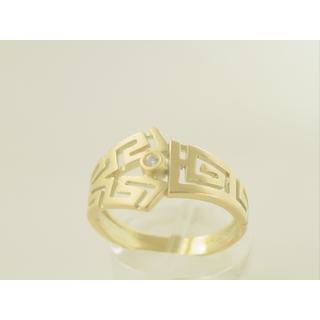 Gold 14k ring Greek key with Zircon ΔΑ 000519  Weight:3.68gr