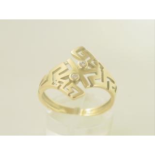 Gold 14k ring Greek key with Zircon ΔΑ 000520  Weight:3.71gr