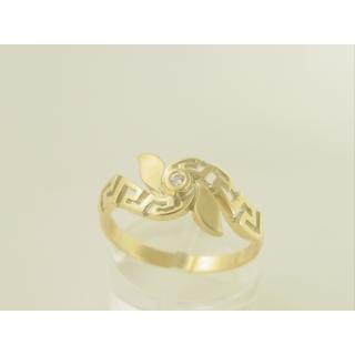 Gold 14k ring Greek key with Zircon ΔΑ 000522  Weight:3.1gr