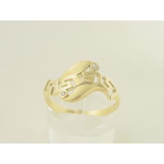 Gold 14k ring Greek key with Zircon ΔΑ 000524  Weight:2.6gr
