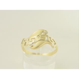 Gold 14k ring Greek key with Zircon ΔΑ 000524  Weight:2.6gr