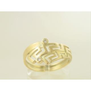 Gold 14k ring Greek key with Zircon ΔΑ 000525  Weight:3.6gr