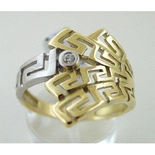 Gold 14k ring Greek key with Zircon ΔΑ 000526  Weight:4.47gr