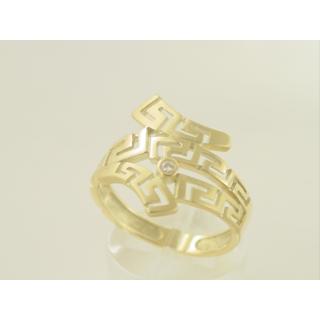 Gold 14k ring Greek key with Zircon ΔΑ 000527  Weight:4.3gr