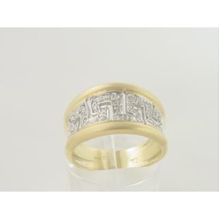 Gold 14k ring Greek key with Zircon ΔΑ 000642  Weight:4.77gr