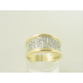 Gold 14k ring Greek key with Zircon ΔΑ 000662  Weight:4.78gr