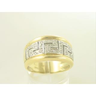 Gold 14k ring Greek key with Zircon ΔΑ 000664  Weight:6.7gr