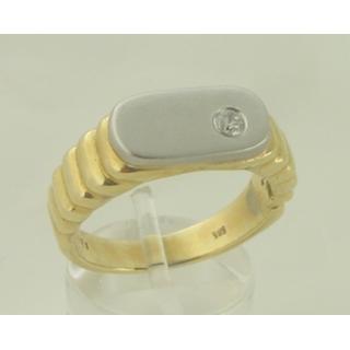 Gold 14k Men's ring with Zircon ΔΑ 000682  Weight:7.89gr