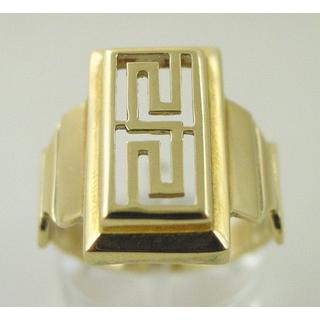 Χρυσό δαχτυλίδι Κ14 χωρίς πέτρες Γκρέκα ΔΑ 000739  Βάρος:7.43gr