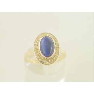 Gold 14k ring Greek key with semi precious stones ΔΑ 000763  Weight:3.66gr