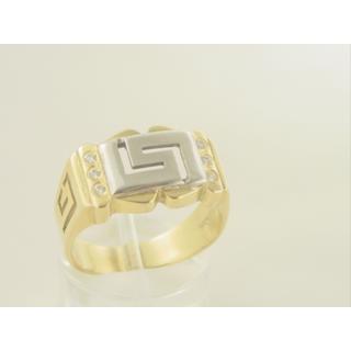 Gold 14k ring Greek key with Zircon ΔΑ 000797  Weight:6.63gr