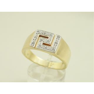 Gold 14k ring Greek key with Zircon ΔΑ 000823  Weight:9.6gr