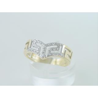 Gold 14k ring Greek key with Zircon ΔΑ 000827  Weight:2.92gr