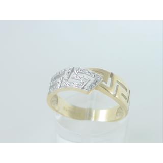 Gold 14k ring Greek key with Zircon ΔΑ 000828  Weight:3.49gr