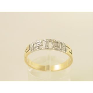 Gold 14k ring Greek key with Zircon ΔΑ 000829  Weight:2.96gr