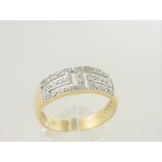 Gold 14k ring Greek key with Zircon ΔΑ 000830  Weight:4.21gr