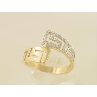 Gold 14k ring Greek key with Zircon ΔΑ 000831  Weight:3.8gr