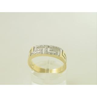 Gold 14k ring Greek key with Zircon ΔΑ 000832  Weight:3.77gr