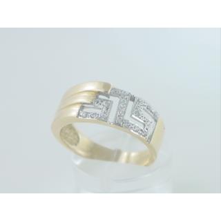 Gold 14k ring Greek key with Zircon ΔΑ 000833  Weight:4.44gr