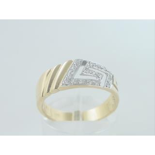 Gold 14k ring Greek key with Zircon ΔΑ 000834  Weight:3.25gr