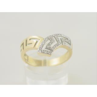 Gold 14k ring Greek key with Zircon ΔΑ 000847  Weight:3.27gr