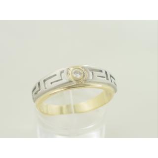 Gold 14k ring Greek key with Zircon ΔΑ 000921  Weight:4gr