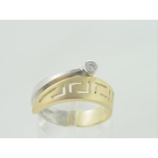 Gold 14k ring Greek key with Zircon ΔΑ 000971  Weight:5.78gr