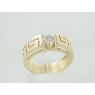 Gold 14k ring Greek key with Zircon ΔΑ 000972  Weight:5.3gr