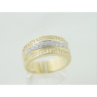 Gold 14k ring Greek key with Zircon ΔΑ 000976  Weight:8.29gr