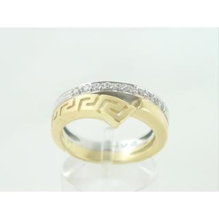 Gold 14k ring Greek key with Zircon ΔΑ 000977  Weight:6.46gr