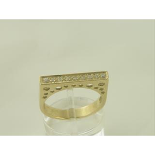 Χρυσό δαχτυλίδι Κ14 με πέτρες ζιργκόν Μοντέρνα-Διάφορα ΔΑ 001043  Βάρος:4.53gr