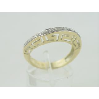 Χρυσό δαχτυλίδι Κ14 με πέτρες ζιργκόν Γκρέκα ΔΑ 001060  Βάρος:4.45gr