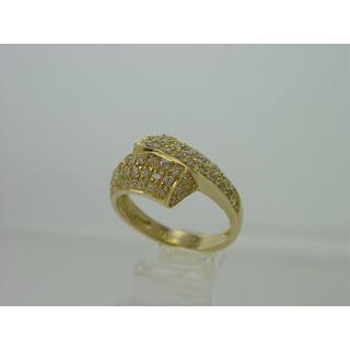 Χρυσό δαχτυλίδι Κ14 με πέτρες ζιργκόν Μοντέρνα-Διάφορα ΔΑ 001097  Βάρος:5.68gr